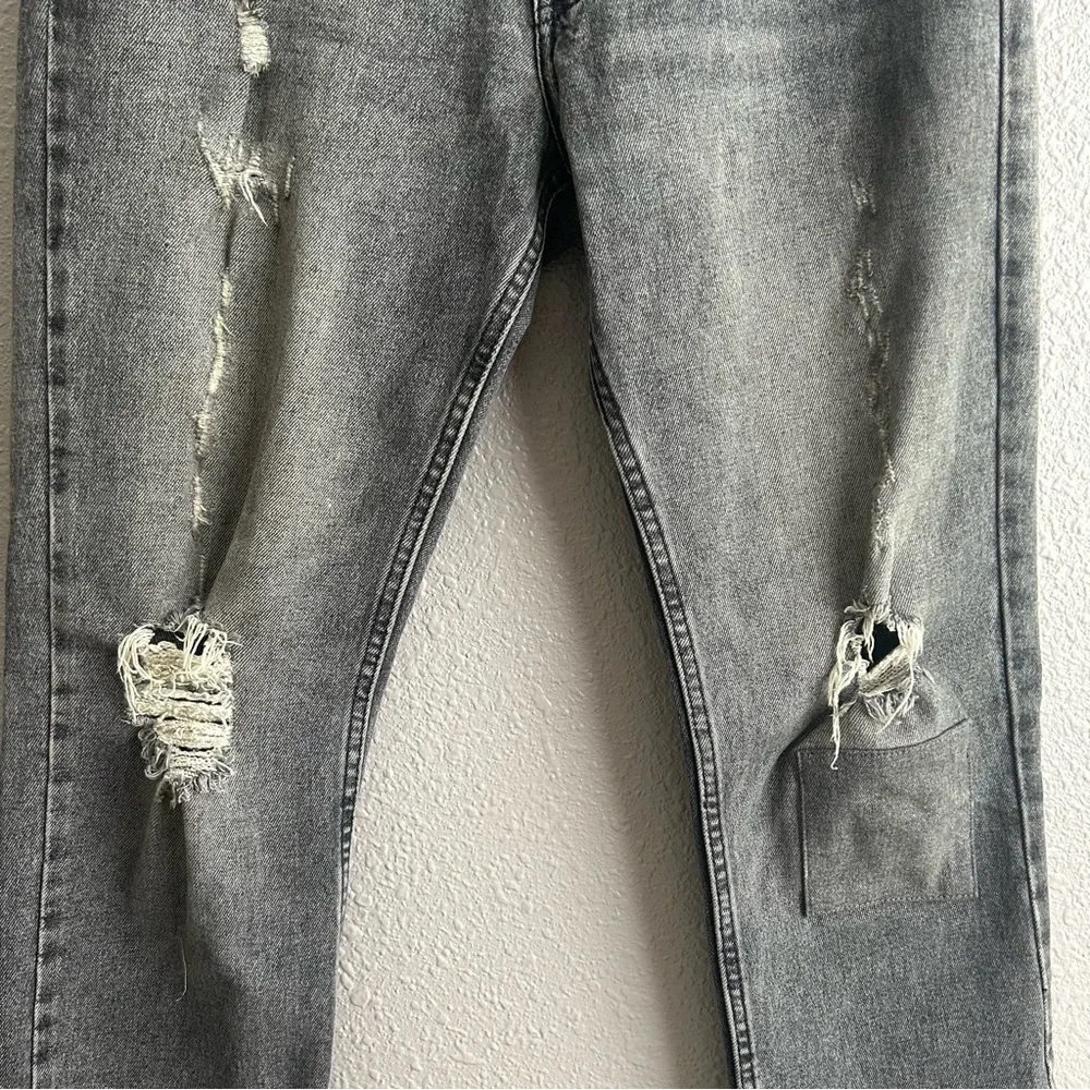 Levi’s 511 Slim Fit Gray Black Distressed Patched Knee stretch Jeans‎